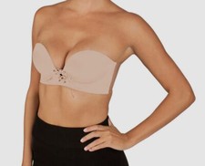  59 Fashion Forms Women Beige U Plunge Cleavage Enhancement Backless Bra Size C