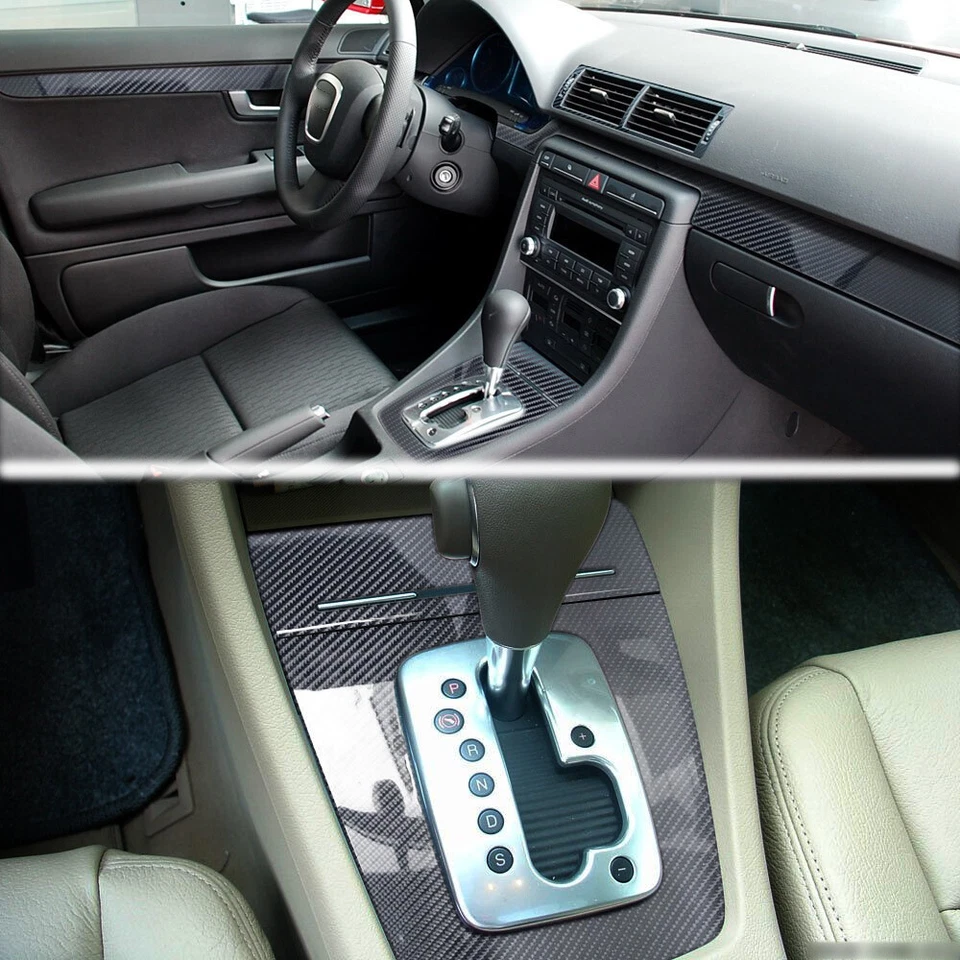 For Audi A4 B6 B7 2002-2008 5D Carbon Fiber Pattern Interior DIY Trim Decals Foto 3 de 4