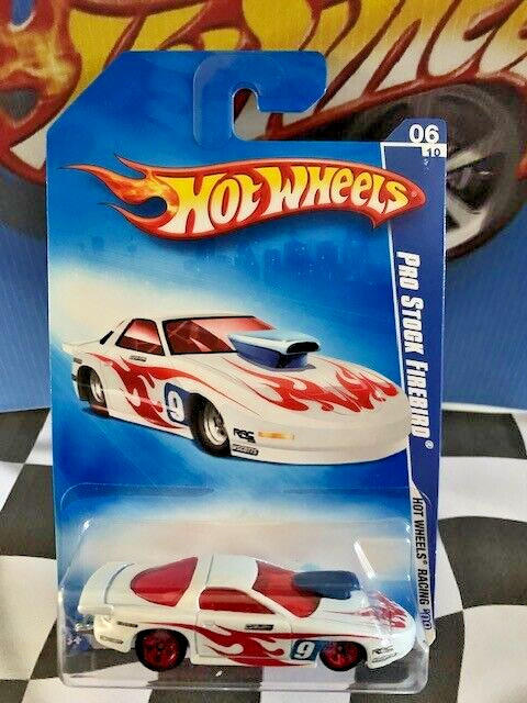 Hot Wheels 2009 HW Racing 6/10 072 Pontiac Pro Stock Firebird WHITE 5SP OLD LOGO