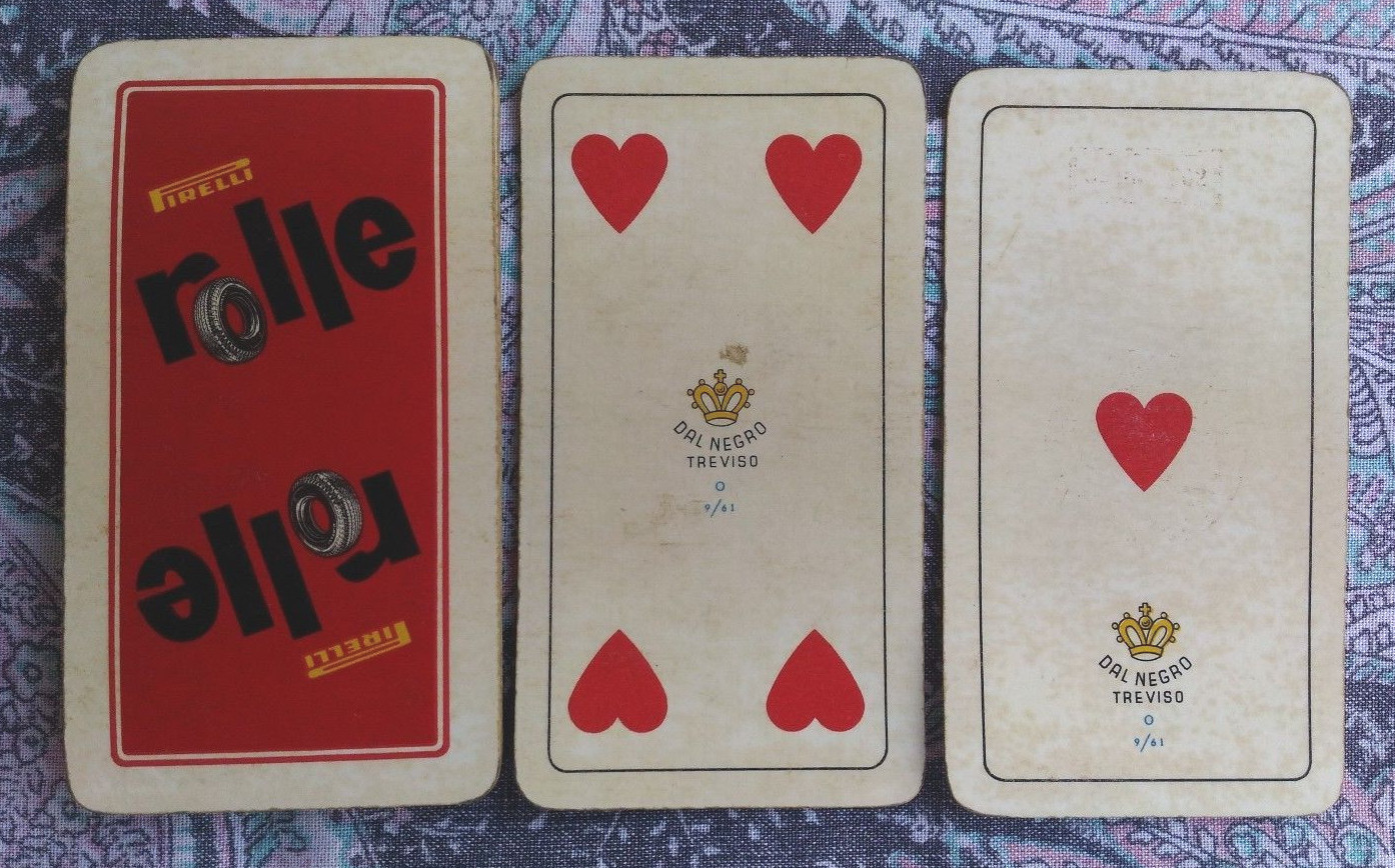 1961 PIRELLI ROLLE carte da gioco regionali lombarde milanesi pneumatici gomme