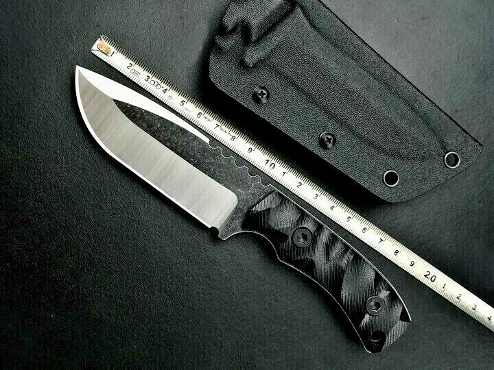 Drop Point Knife Fixed Blade Hunting Tactical Combat Chrome Steel G10 Handle Cut