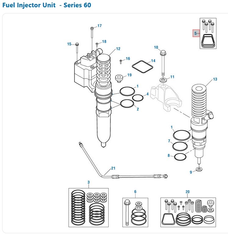 Fuel Injector Solenoid Kit for Detroit Series 60 & 50. PAI# 680240