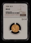 1928 G$2.50 Indian Head Gold Quarter Eagle - NGC MS 62 - SKU-G4305