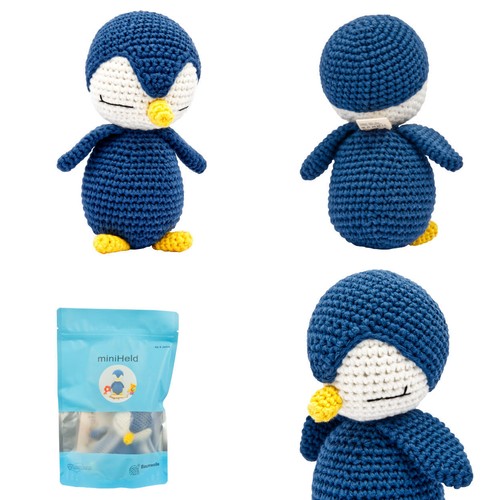 Handgestrickter Pinguin gehäkelt aus Baumwolle Spielzeug 16 cm - Bild 5 von 5