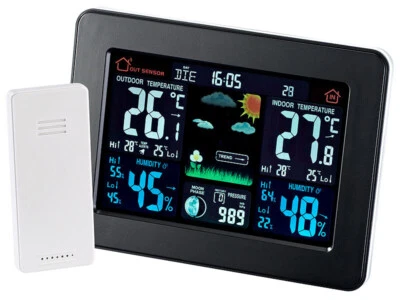 INFACTORY Station météo radiopilotée avec capteur extérieur et écran LED couleur - Infact