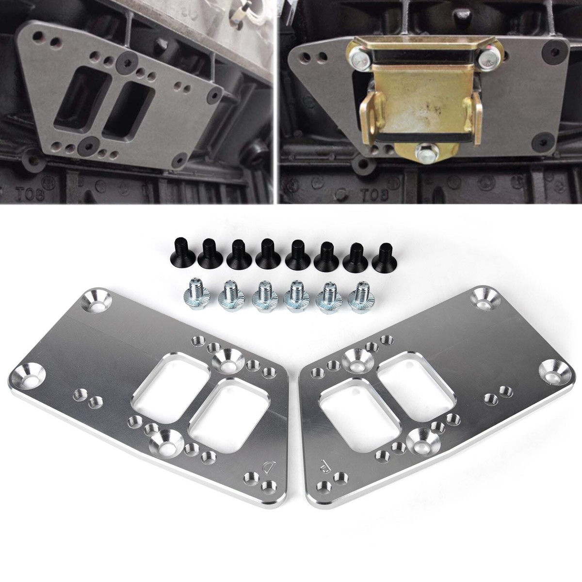 LS For SBC Vehicles Mallofusa LS Swap Motor Mount Adapter Plates - Aluminum Brackets For SBC To LS Engine Conversion Engine Adapter Plates - Foto 6