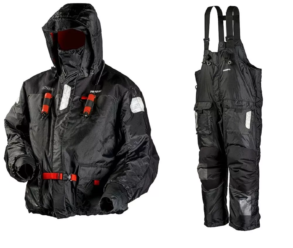 Frabill I-Float Jacket & Bib Ice Fishing Suit, Black, Med MSRP