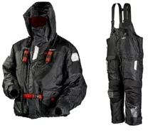 Frabill I-Float Jacket & Bib Ice Fishing Suit, Black, Large MSRP $549 Pant Parka