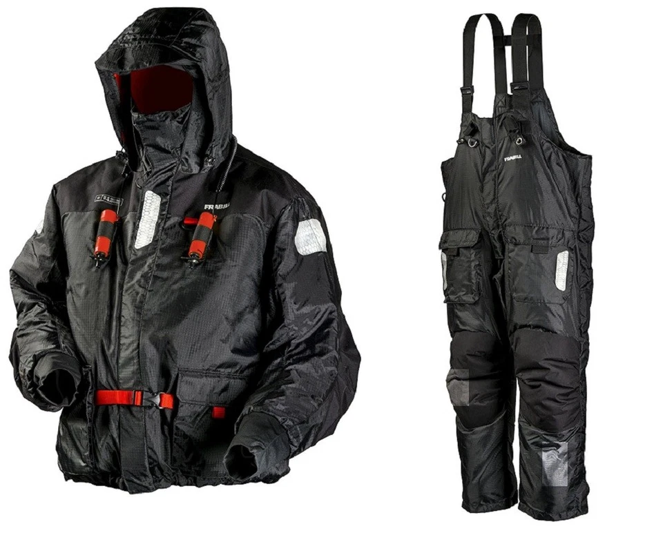 Frabill I-Float Jacket & Bib Ice Fishing Suit, Black, SM MSRP $549 Pant & Coat