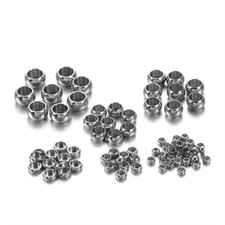 120pcs Stainless Steel European Large Hole Beads Rondelle Loose Spacer 1.5 4mm