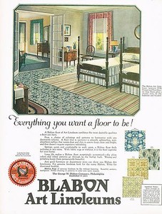 1920s Big Vintage Blabon Art Linoleum Flooring Floor Interior