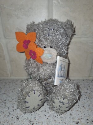 My Blue Nose Friends Me To You Teddybär Plüsch grau orange Blumen Heft