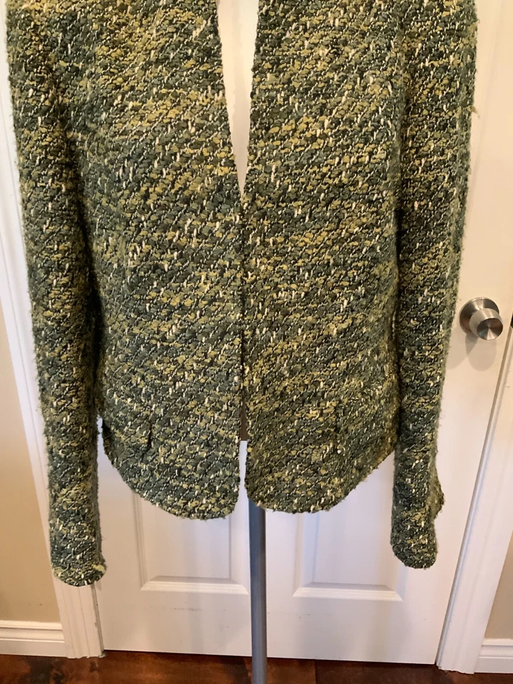 Chaqueta de tweed verde y blanco Lafayette 148 New York, talla 12 Foto 3 de 4