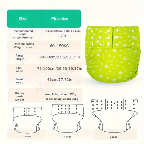 1Pack Reusable Adult Cloth Diapers Adjustable Absorbent Incontinence Leakproof - Picture 19 of 23