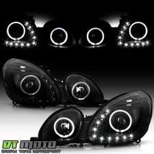 For 1998-2005 Lexus GS300 GS400 GS430 LED DRL Halo Black Projector Headlights