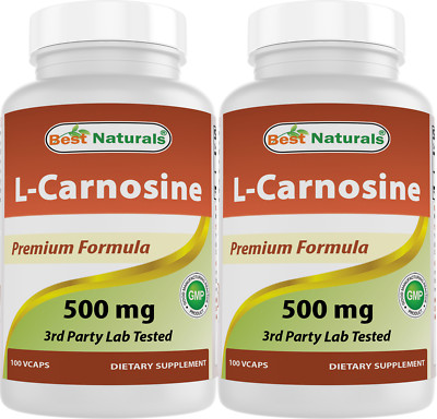 2 Pack Best Naturals L-Carnosine 500mg 100 vcaps