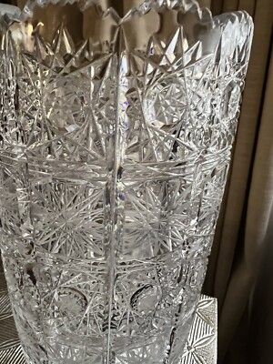 RARE LARGE CZECHOSLOVAKIA BOHEMIAN HANDCUT LEAD CRYSTAL QUEEN ANNE