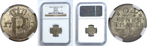 1783 A Germany Prussia 1/24th Thaler Friedrich II (The Great) KM# 296 NGC MS 64