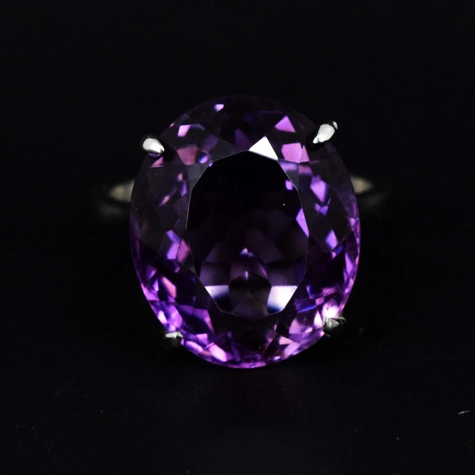 Anello dichiarazione in argento sterling 925 ametista naturale da 6,1... - Immagine 2 di 4