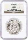 1942 50C Walking Liberty Silver Half Dollar NGC MS66 Gem Uncirculated Coin