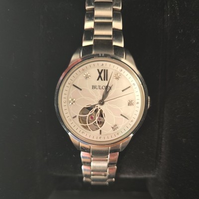 BULOVA 96P181 Sutton Auto Heart-Beat Mov Mother-of-Pearl Diamond Watch W/Box