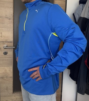Puma Running Training Pullover Half Zip Blau Gelb XXL USP Fitness Sport TOP