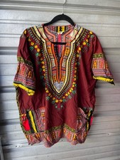 MAMA  PAPA African Dashiki Shirt Tunic Ethnic Hippie Boho Adult XL Red