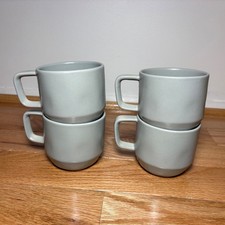 Crate and Barrel Visto Coffee Mugs Gray SET of 4 Made in Portugal