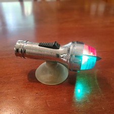 Retro Chrome Metal Vintage Safety Flashlight With Red Green Light