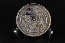 R9509: Japanese Copper Phoenix sculpture Old mirror HAND MIRROR Buddhist art