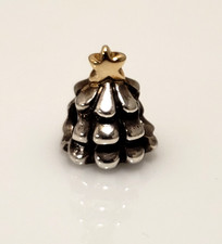 Pandora Sterling Silver Two Toned 14k Christmas Tree Bead Charm 790365 STOCK