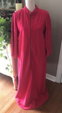 Vintage Vassarette Fleece Robe House Coat 3/4 Zip Hot Pink USA Women  s Small