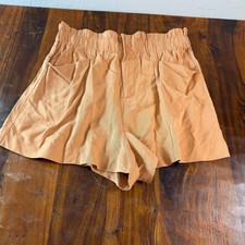 Lush Apricot Orange High Waisted Paperbag Shorts P7009-I Womens Large