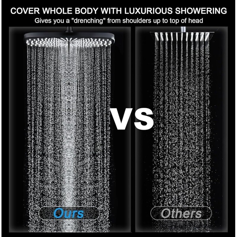 High Pressure Rain Shower Head Handheld Combo Magnetic Docking 10 Spray Settings