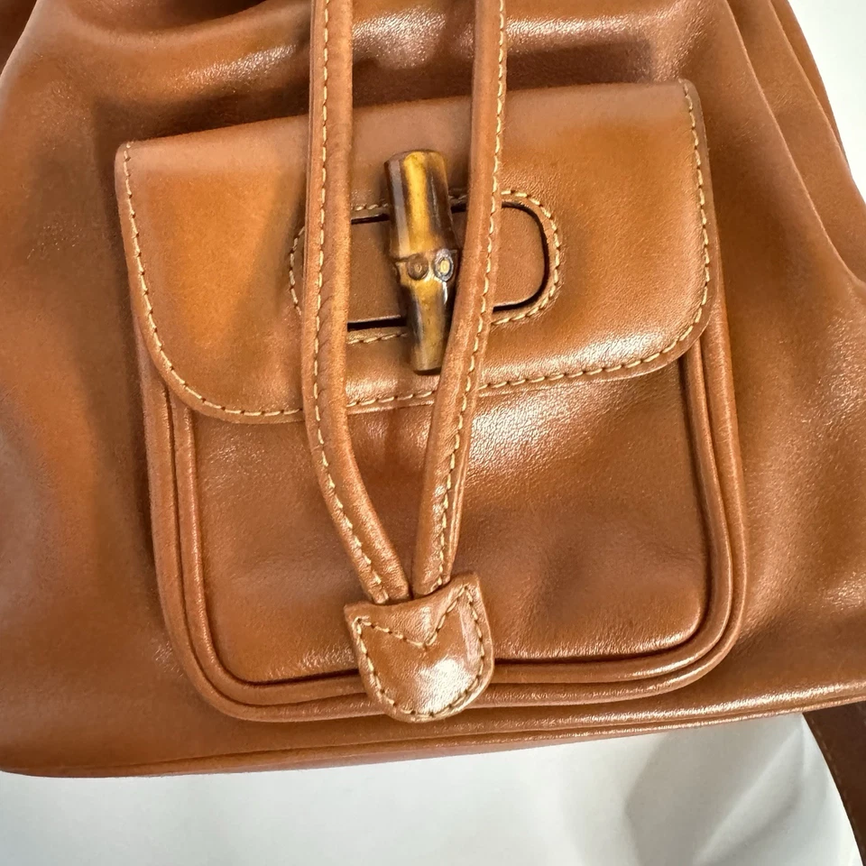 Gucci Calfskin Bamboo Mini Backpack Brown - Vintage - Image 4 of 4