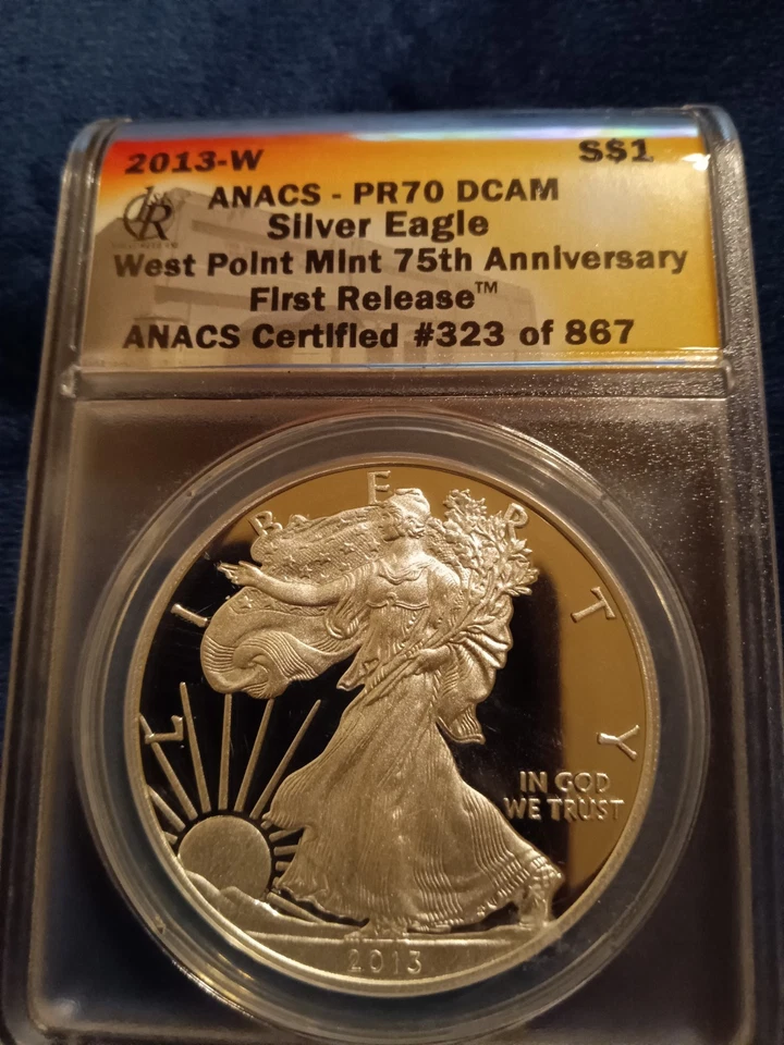 2013-W Silver Eagle $1 ANACS PR70 DCAM West Point 75th Anniversary First Release - Image 4 of 4