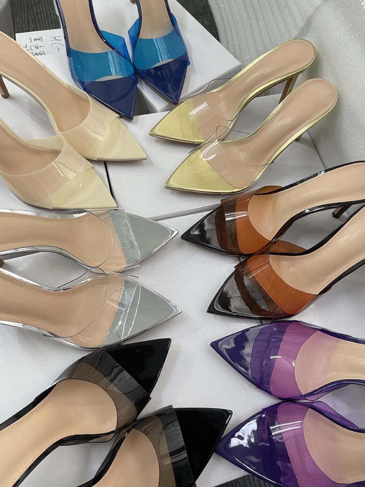 TPU High-heeled Cool Slippers 2026 Summer Open-toed Stiletto Pointed High Heels