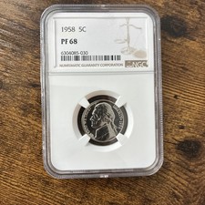 1958 5c NGC PF68 PROOF JEFFERSON NICKEL PR PF 68