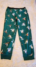 Old Navy Boys Pajama Pant XL 14-16 Green Fleece Ski Bear Graphic Flame Resistant