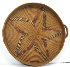 Coast Salish Basket Tray, Handles, 5-Point Star Pattern, 20 1/2" (52cm) Diameter