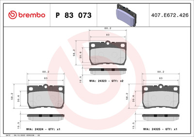 BREMBO Bremsbelagsatz Scheibenbremse PRIME LINE P 83 073 für LEXUS GS IS 2 200d