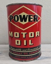 Quart D-X POWER MOTOR OIL Old Original Metal Can. Full.