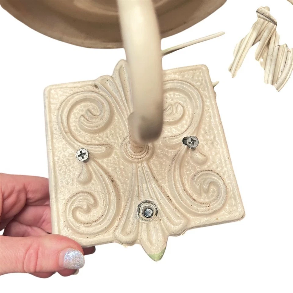 Lámpara de Pared MCM Fleur De Lis Hierro Forjado Años 70 De Colección Doble Tambor Pantalla Set Apliques  Foto 4 de 4