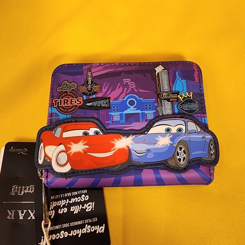 Loungefly Disney Pixar Cars Lightning McQueen & Sally Nighttime GID Wallet NEW - Picture 7 of 13
