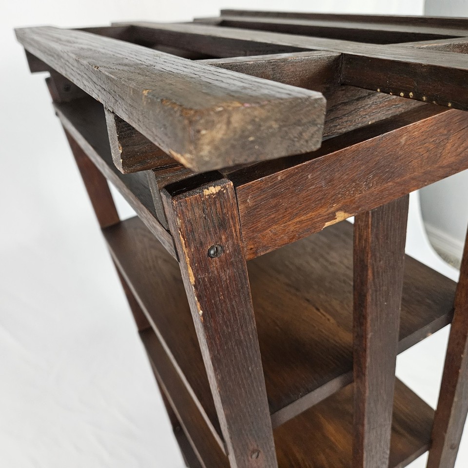 Antique Library Lectern Book Shelf Bookcase Oak Mission Arts & Crafts ...