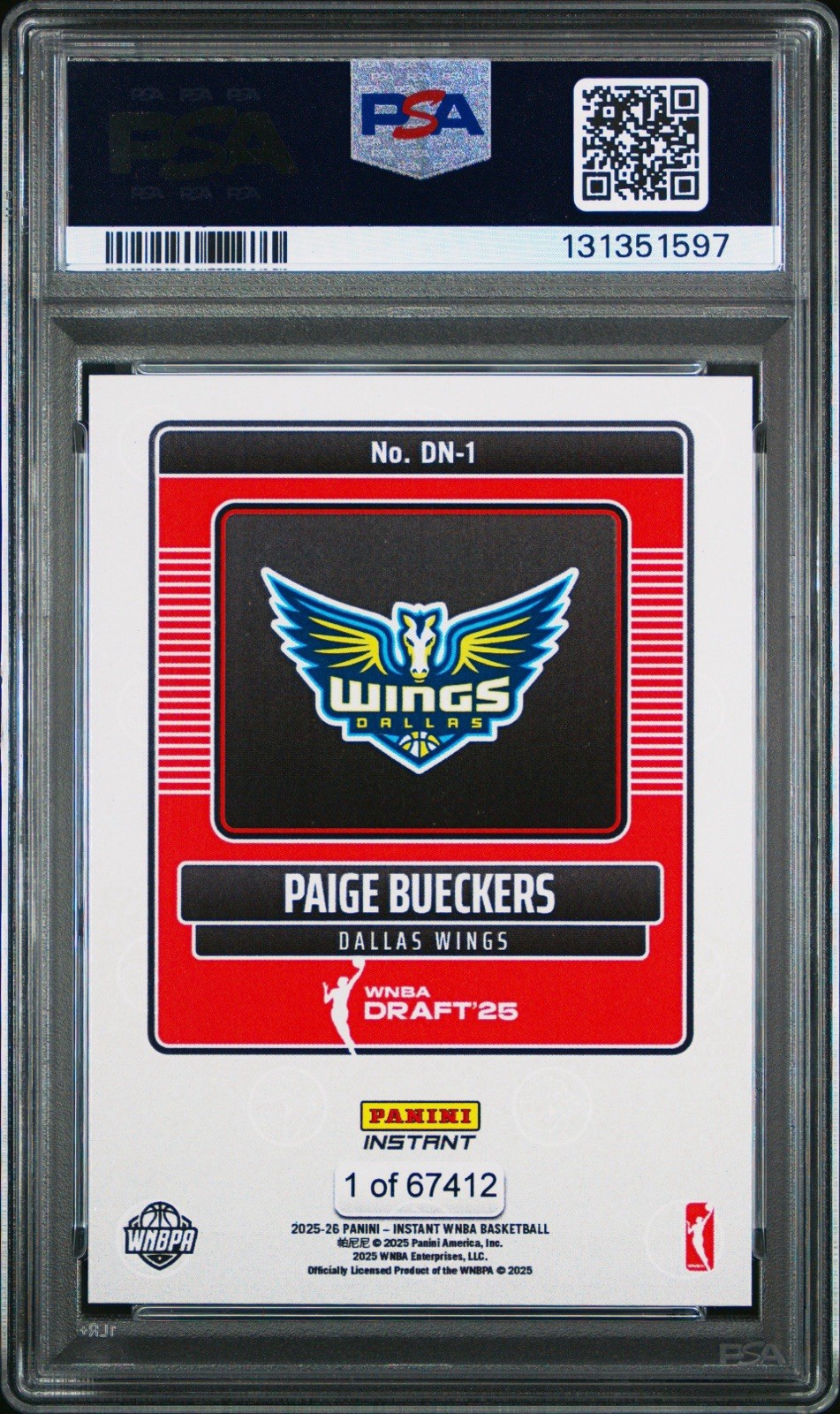 PAIGE BUECKERS RC PSA 10 2025 PANINI INSTANT WNBA DRAFT NIGHT #DN1 ROOKIE ROY🔥 view 3