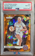 2024 PANINI PRIZM WNBA ORANGE ICE #60 RICKEA JACKSON ROOKIE RC PSA 8 POP 4