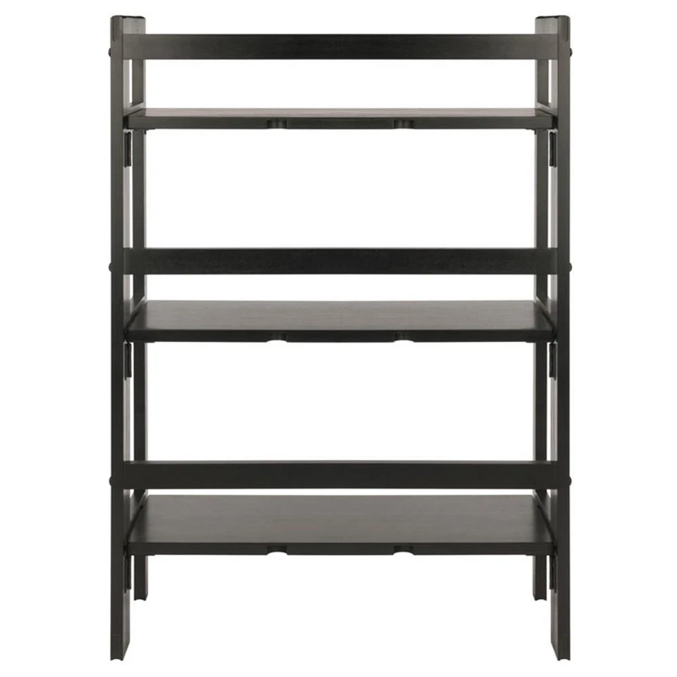 Winsome Terry 3-Tier Solid Wood Stackable and Folding Book Shelf in Black - Image 4 of 4