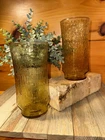 Vintage 7 Inch Anchor Hocking Pagoda Amber Gold Tumbler 18oz Lot of 2 Glasses