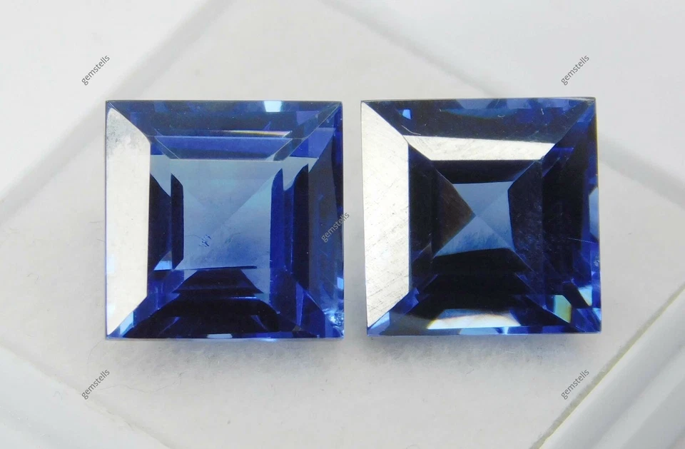 Piedras preciosas sueltas certificadas corte cuadrado zafiro azul ceilán natural de 8 a 10 quilates Foto 2 de 4